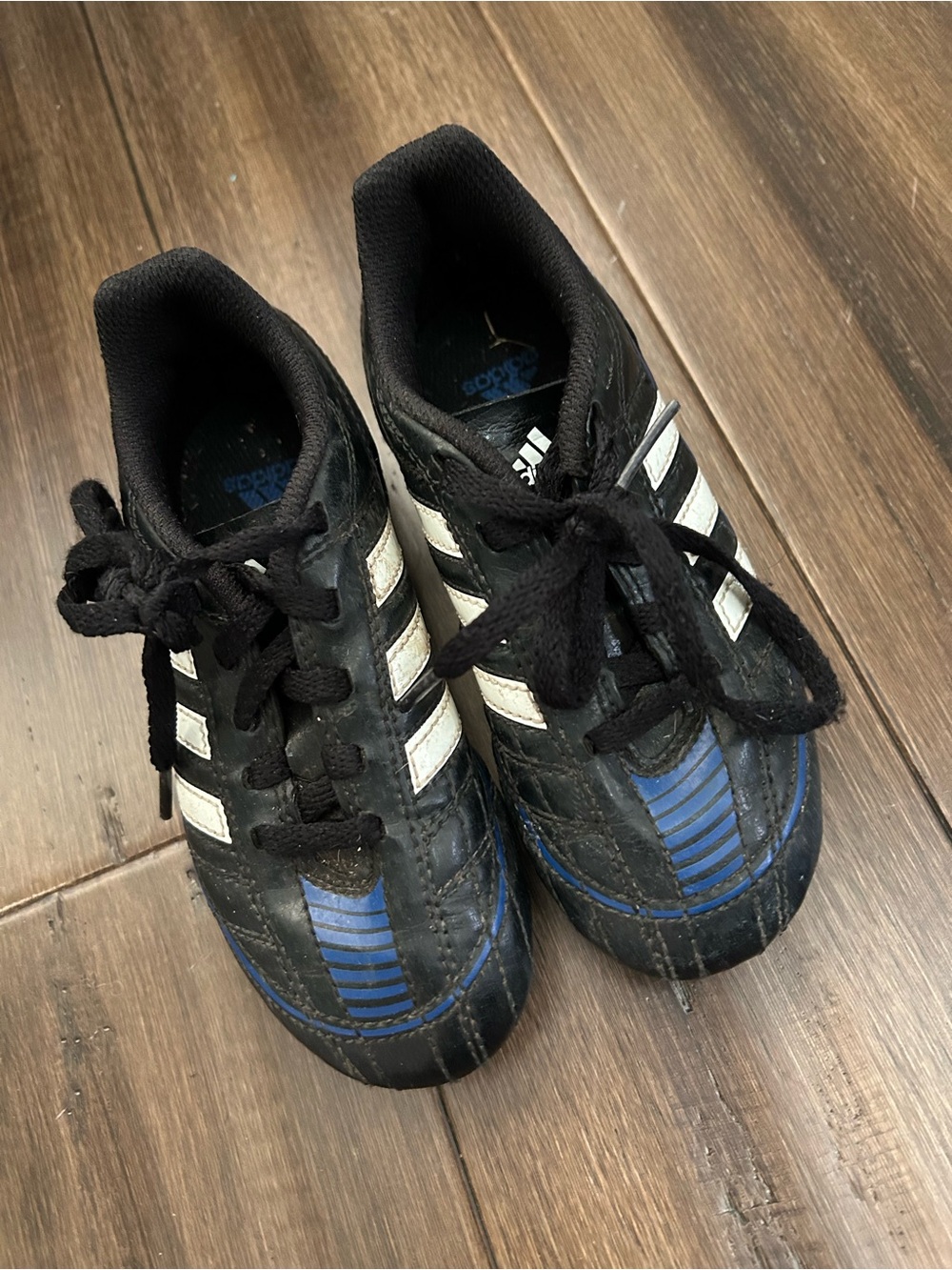 adidas Kids Black, White & Blue Athletic Sneakers soccer cleats